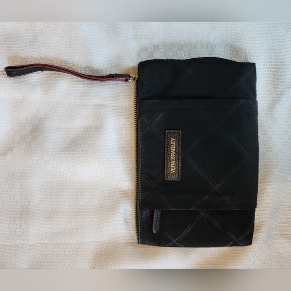 Vera Bradley Handbags - Vera Bradley Wristlet Pouch Black Polka Dot Lining EUC